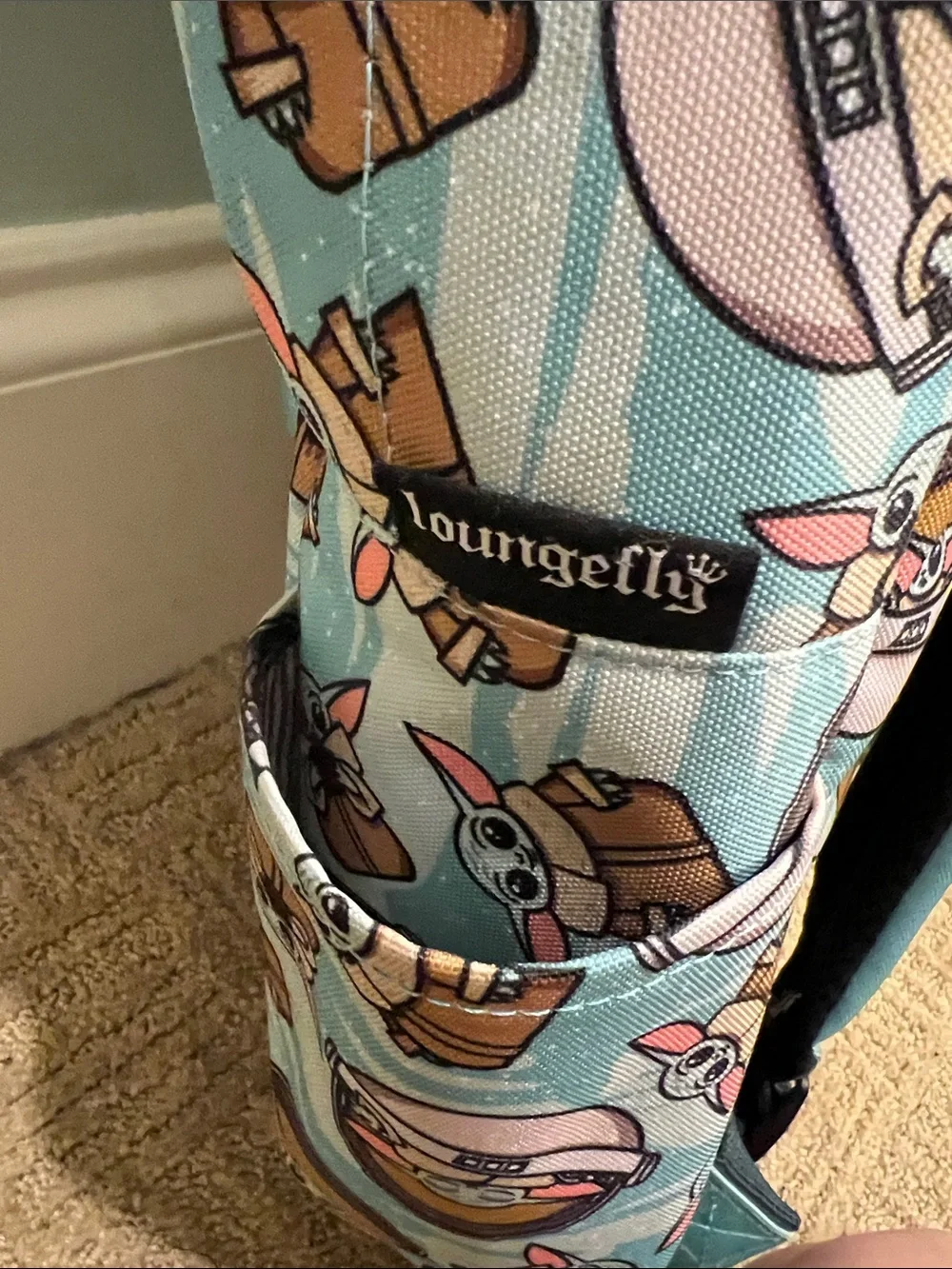 Loungefly Light Blue Grogu Pattern Large Backpack